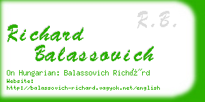 richard balassovich business card